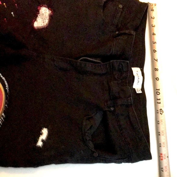 Women’s UPCYCLED HAND CRAFTED 49ers Themed Black Jeans TAHARI Sz 14P - Picture 9 of 15